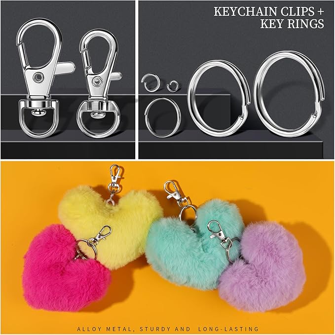 LEOBRO Keychain Making Kit, 265PCS Keychains Clips and Key Rings, Well Crafted Sturdy Key Chain Making Kit, Key Chain Rings, Keychains Hooks, for Key Chains, Lanyard, Jewelry Making, Crafts, Silver