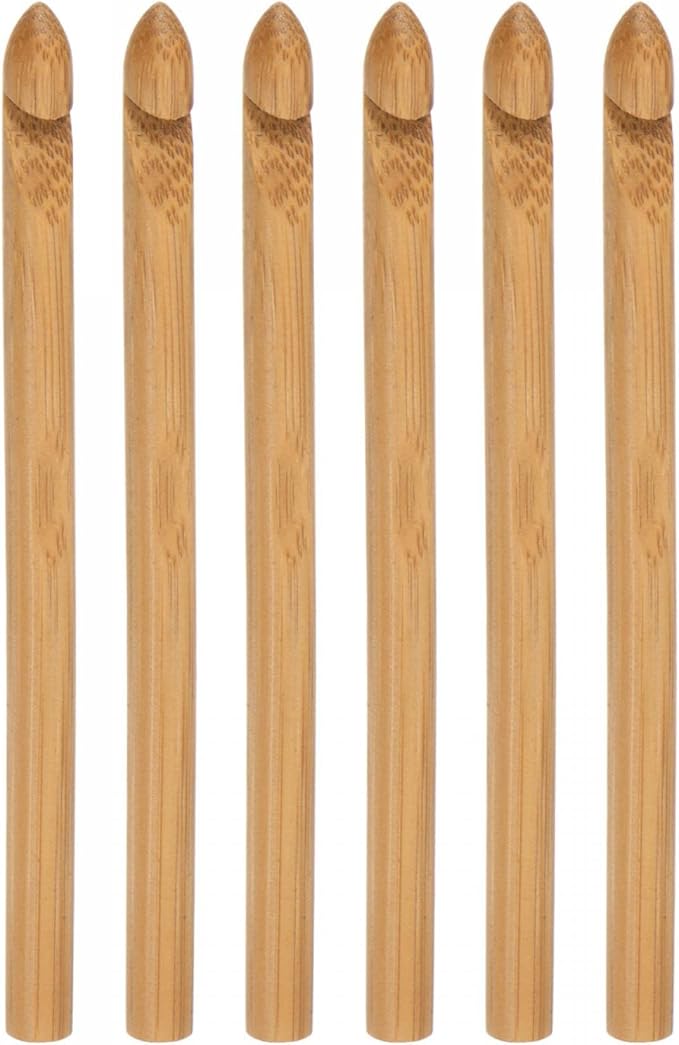 uxcell Wooden Bamboo Crochet Hook 10.0mm US Size N (Size 15) Knitting Needles for DIY Craft Yarn 6Pcs