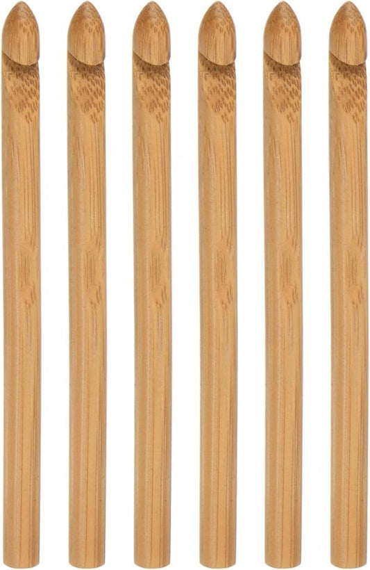 uxcell Wooden Bamboo Crochet Hook 10.0mm US Size N (Size 15) Knitting Needles for DIY Craft Yarn 6Pcs