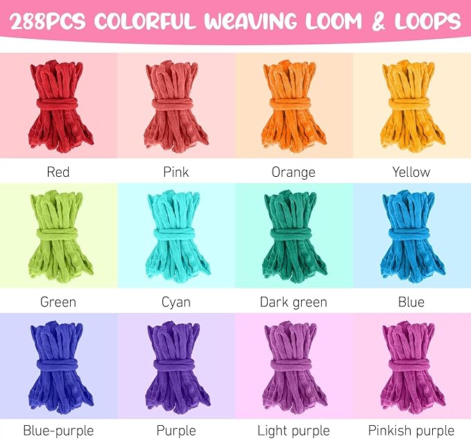 BLISSIQUEE Pot Holder Loom Kit, 288 Potholder Loops 12 Colors Potholder Weaving Loom Knitting Arts and Crafts Kit for Kids Beginners DIY Project Ages 6 7 8 10 12 13 Years Old