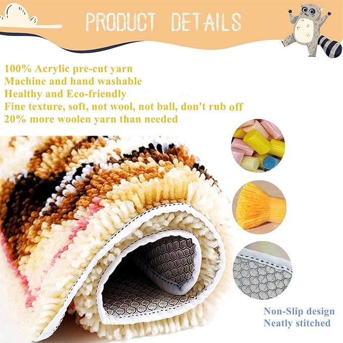 EMISTEM Latch Hook Kits for Adults - DIY Latch Hook Rug Kits, Crochet Kit for Beginners, Rug Making Kits with Printed Canvas, Gift Packaging. (Two Cats,16x21)