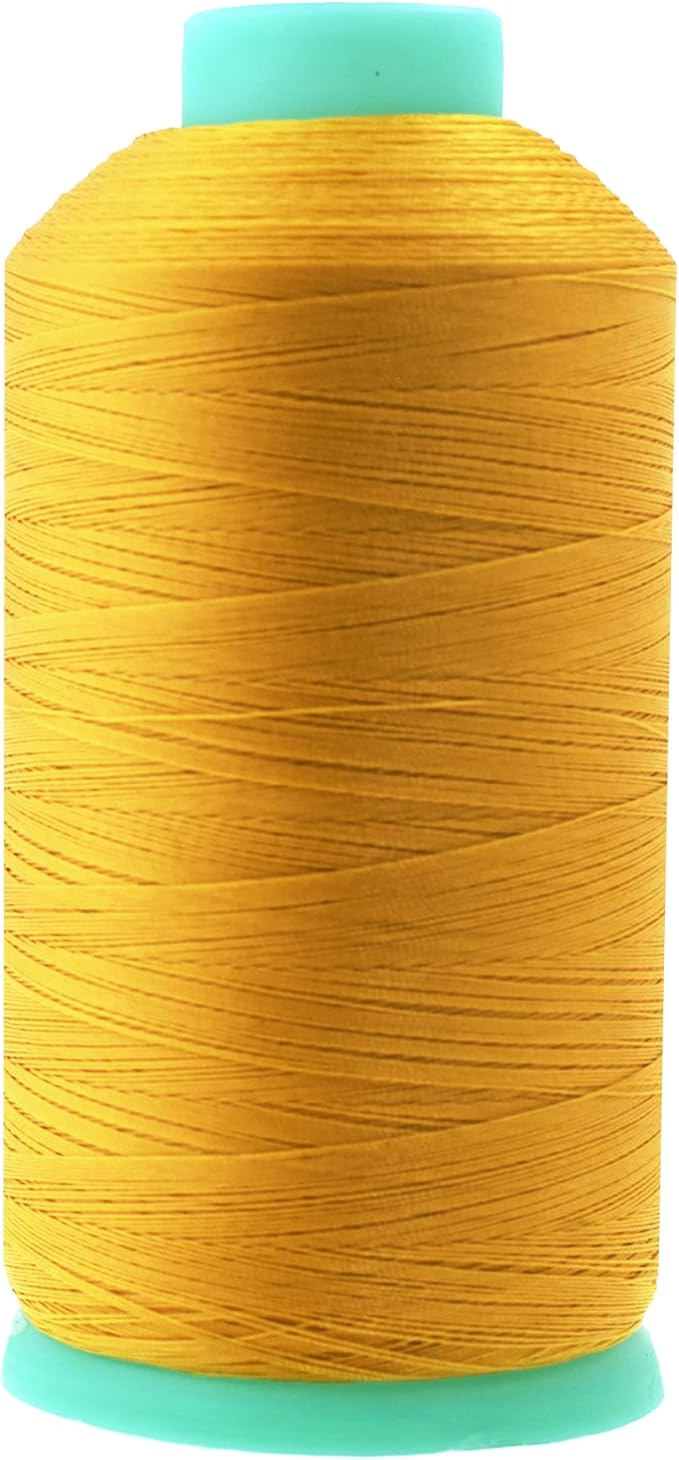 Mandala Crafts Size 46 210D T45 Bonded Nylon Thread - Gold 2843 YDs Tex 45 Heavy Duty Sewing Threads for Leather, Jeans, Weaving, Outdoor Marine Upholstery