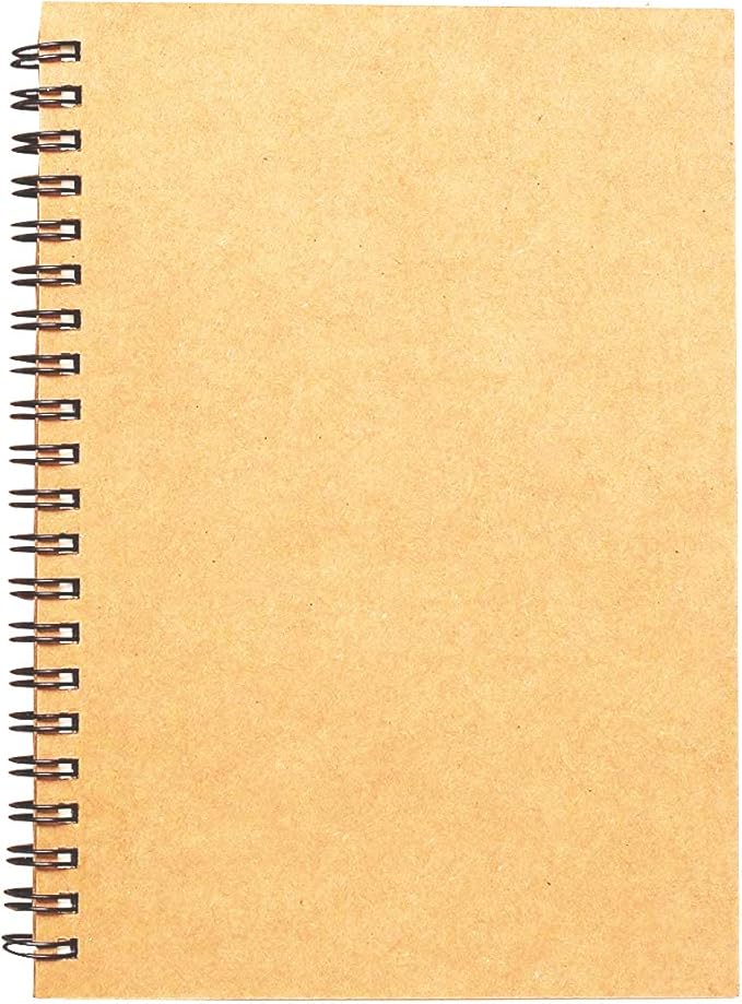 BGJRBY Spiral Sketch Book Large Notebook（Built-in drawing board） Kraft Cover Blank Sketch Pad Wirebound Sketching for Drawing Painting 8.6x11.4-Inch (1 Pack) 200 Pages, 100 Sheets