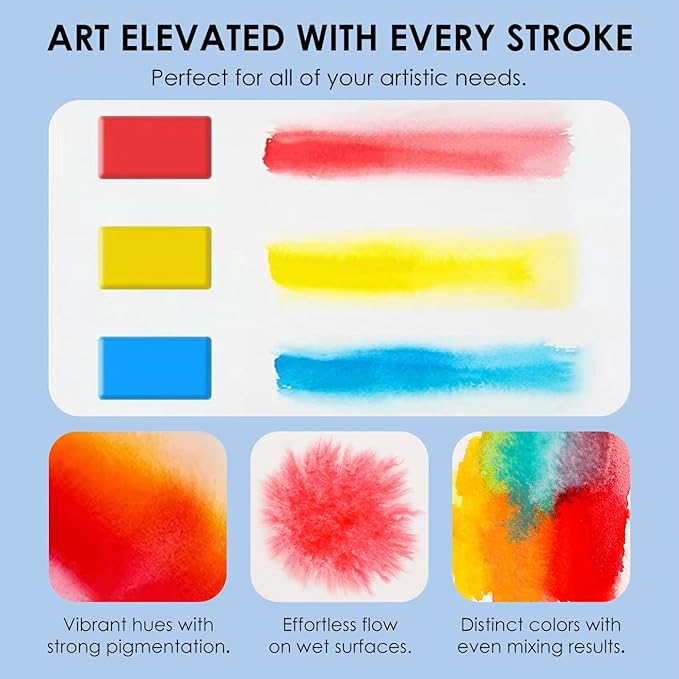 Grabie Watercolor Paint Set, 56 Colors Handheld Watercolor Set of Water Brush Pen, Palette and Removable Sponge, Portable Watercolor Paint for Artist Beginner and Professional