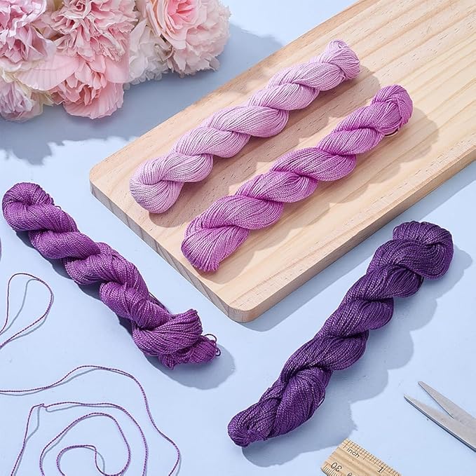 FREEBLOSS 4 Pcs Sashiko Thread Sashiko Skein 100M * 4 Colors Pure Cotton Embroidery Thread Japanese Sewing Threads Quilting and Embroidery Kit Supplies, Purple