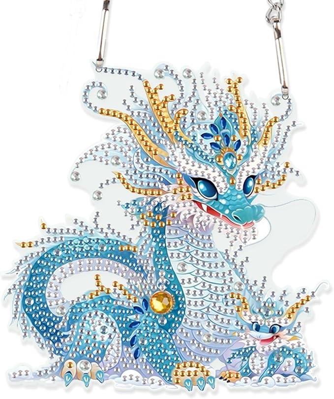 AiYuanzsh 5D Diamond Art Painting Pendant Kits Diamond Art Painting Hanging Kit Dragon DIY Diamond Crystal Window Pendant Kit for Adults Gift Wall Home Decoration