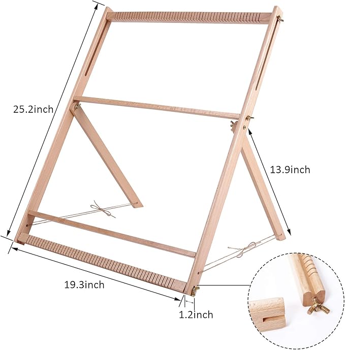 WILLOWDALE 25.2" H x 19.3" W Weaving Loom with Stand Wooden Multi-Craft Weaving Loom Arts & Crafts, Extra-Large Frame, Develops Creativity Weaving Frame Loom with Stand for Beginner