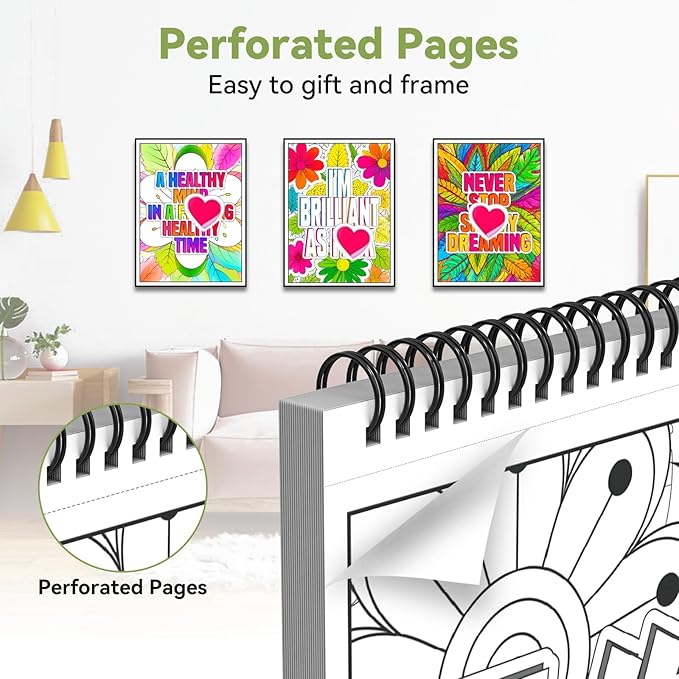 HUECLOR 300GSM Thickness Swear Word Adult Coloring Book for Women Relaxation with 36 Markers and 40 Spiritual Patterns Spiral Bound Calming Color Books No Bleeding for Female Male Teen Stress Relief