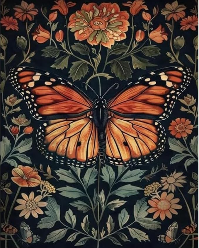 Mnsdiyrs Butterfly Paint by Numbers for Adults, Paint by Numbers Kits for Adults Butterfly, Acrylic Adult Paint by Numbers Kits for Gift Home Wall Decor 16x20 Inch