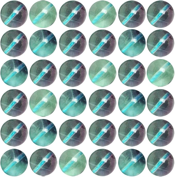Natural Stone Beads 100pcs 6mm Fluorite Round Genuine Real Stone Beading Loose Gemstone Hole Size 1mm DIY Smooth Beads for Bracelet Necklace Earrings Jewelry Making (Fluorite Green, 6mm)