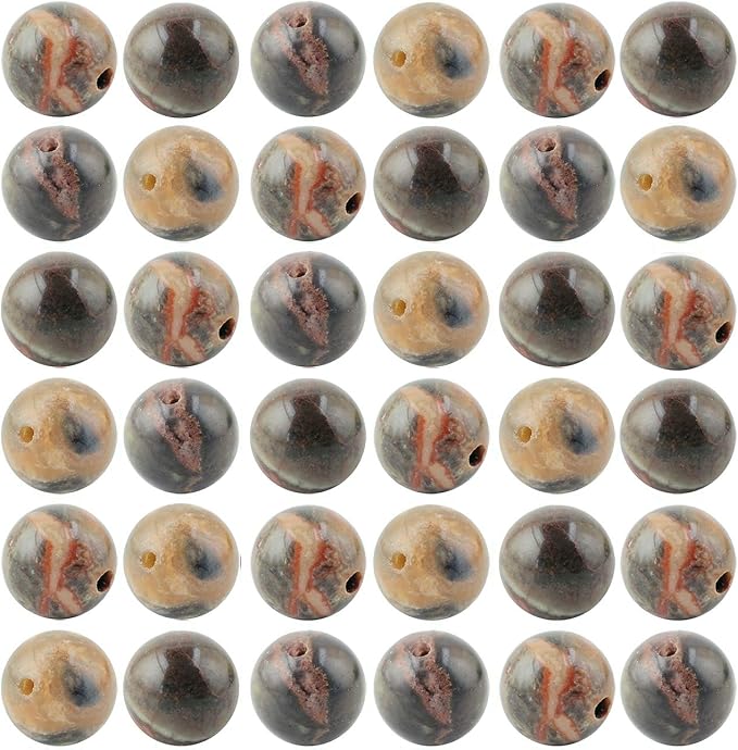 Natural Stone Beads 100pcs 8mm Ocean Jade Round Genuine Real Stone Beading Loose Gemstone Hole Size 1mm DIY Smooth Beads for Bracelet Necklace Earrings Jewelry Making (Ocean Jade, 8mm)