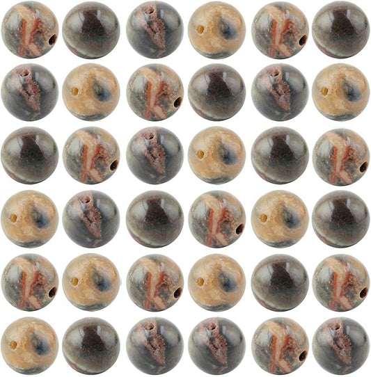 Natural Stone Beads 100pcs 8mm Ocean Jade Round Genuine Real Stone Beading Loose Gemstone Hole Size 1mm DIY Smooth Beads for Bracelet Necklace Earrings Jewelry Making (Ocean Jade, 8mm)