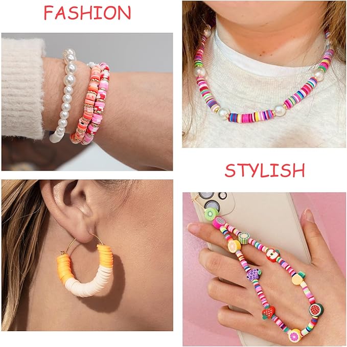 Redtwo 10000 Pcs Clay Beads Bracelet Making Kit, 3 Boxes 60 Colors Flat Preppy Beads for Friendship Bracelet Kit, Polymer Heishi Beads with Charms for Jewelry Making, Crafts Gifts for Teen Girls