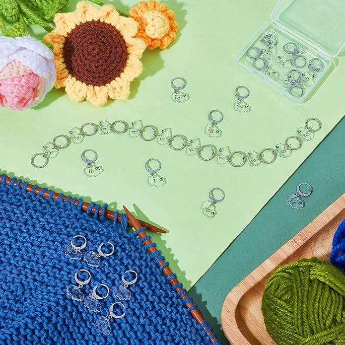 BENECREAT Sheep Stitch Markers, Clear Acrylic Crochet Stitch Marker Charms for Knitting Weaving Sewing Accessories Quilting