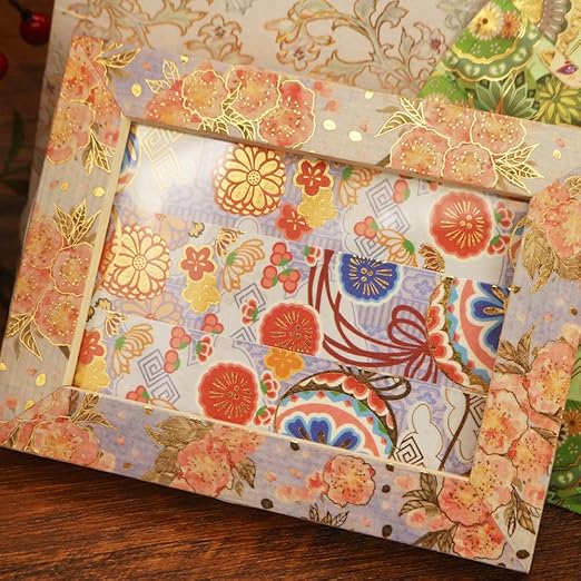 YUBBAEX Splendid Gold Washi Tape Set Embroidery Pattern Foil Decorative Tapes for Arts, DIY Crafts, Journal Supplies, Planners, Scrapbook, Gift Wrapping 15 Rolls (Fierce Flowers)