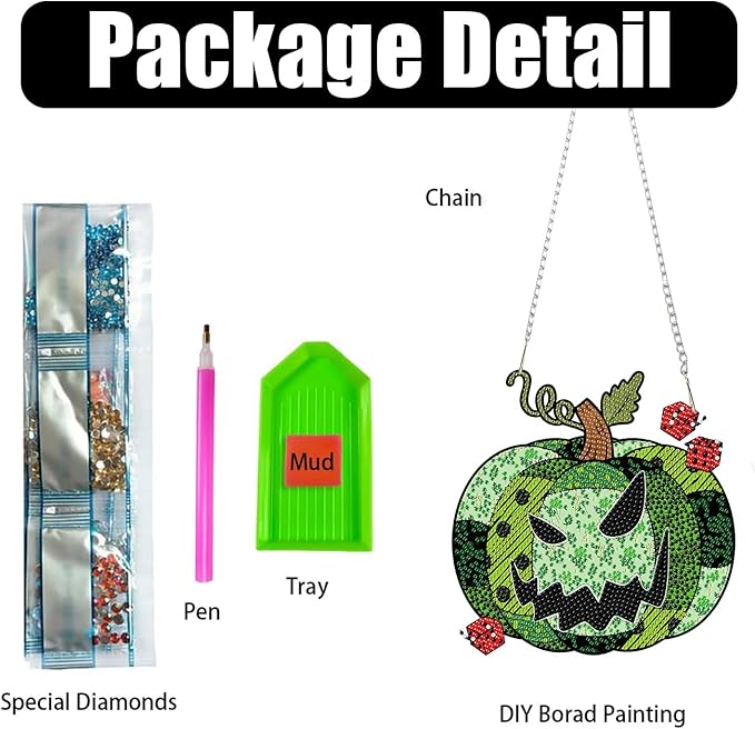DIY Diamond Art Hanging Kit for Adult,Acrylic Diamond Art Painting Window Pendants Home Garden Wall Hanging Kits Halloween Hanging Festival Gfit