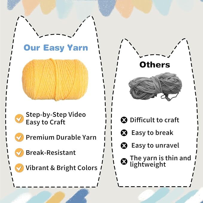 Youkali Crochet Kit for Beginners, Crochet Starter Kit with Step-by-Step Video Tutorials, Easy Beginner Crochet Kit for Adults, Crochet Animals Crafts Crochet Kits, Easy Knitting Kit. (Cat)