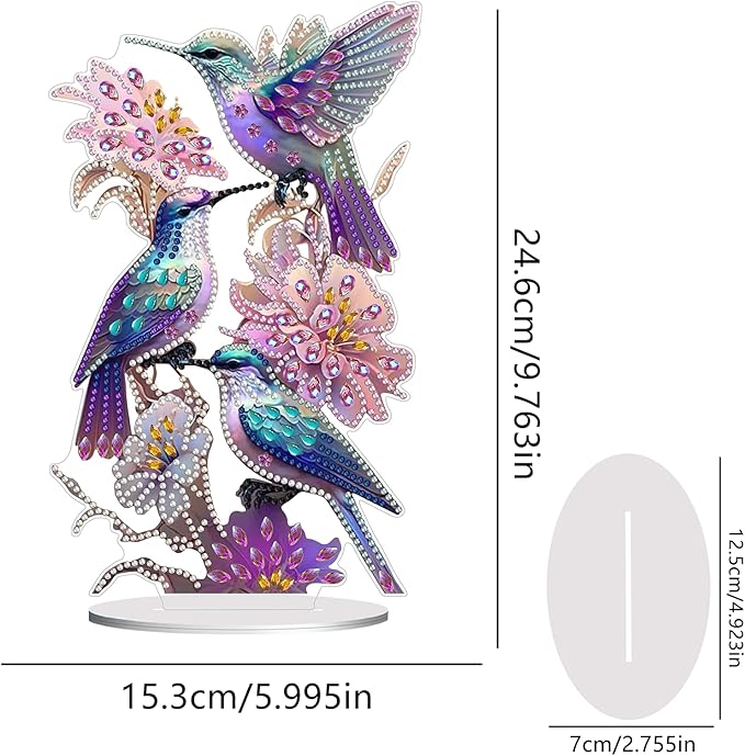 hyzsj DIY Diamond Desktop Ornament Hummingbird, Crystal Diamond Art Painting Tabletop Ornaments Single Sided, Diamond Ornament for Adult Beginner Home Office Decor Crafts Gift