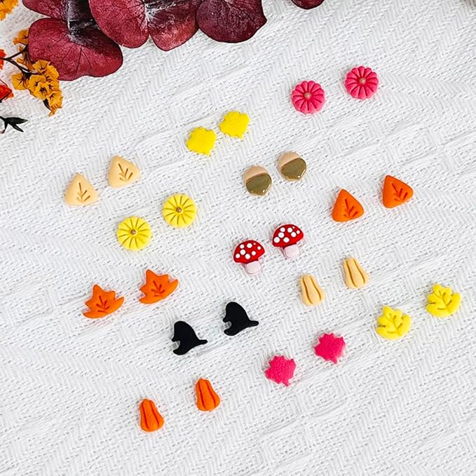 Xaekicr 10PCS Autumn Theme Polymer Clay Cutters Set – Fall Leaves, Pumpkin, Mushroom, Ginkgo – Clay Tools for Earrings, Jewelry, Crafts