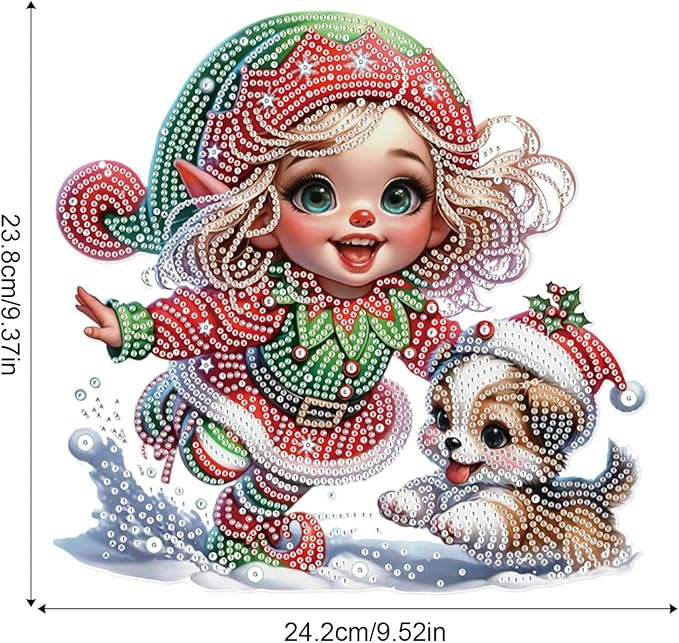 AiYuanzsh Diamond Painting Pendant Kit for Adults, 5D Special Shape Crystal Rhinestones Diamond Art Hanging Sign, Merry Christmas DIY Craft Door Window Wall Pendant Decoration Gift 24.2×23.8cm