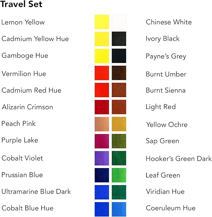Daler Rowney Half Pan Travel Set, 25 Piece, Assorted Colors