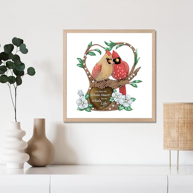 LazyFold Christmas Diamond Painting Kits, DIY Christmas Bird Partial Special Shaped Diamond Pictures Arts Paint by Number Kits Diamond Painting Kits for Home Wall Decor