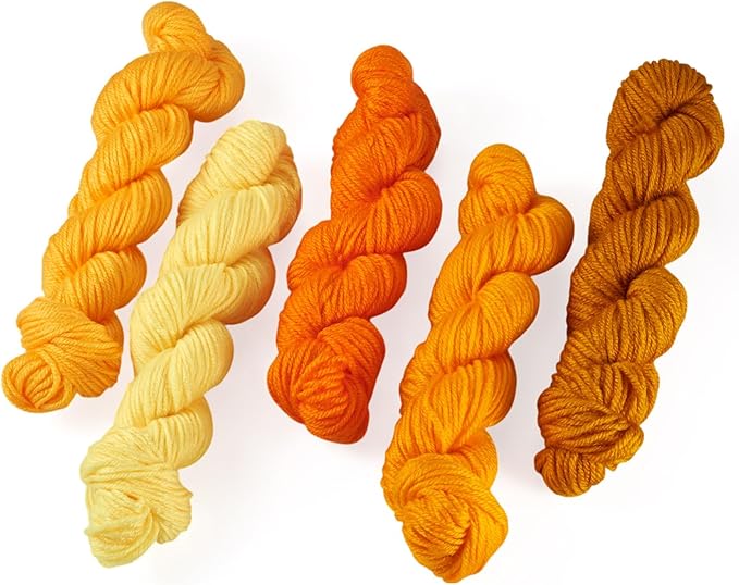 Cheriswelry 5 Skeins Yellow Craft Sewing Cord Threads for Weaving Soft Acrylic Fiber Yarn for Knitting 2.2mm Multicolor Skeins Yarn kit for Crochet Beginners Adults
