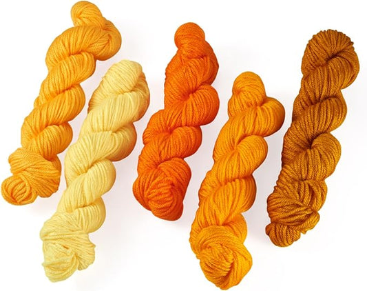 Cheriswelry 5 Skeins Yellow Craft Sewing Cord Threads for Weaving Soft Acrylic Fiber Yarn for Knitting 2.2mm Multicolor Skeins Yarn kit for Crochet Beginners Adults