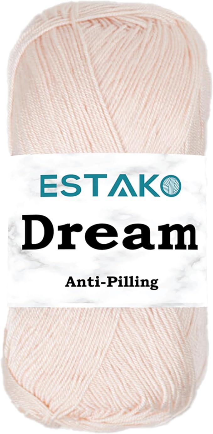 Estako Dream, 100% Microfiber Acrylic Yarn, Soft, Super Fino/Fingering Weight (1) for Crochet and Knitting 3.5 Oz (100g) / 382 Yrds (350m) (73094 - Nude)