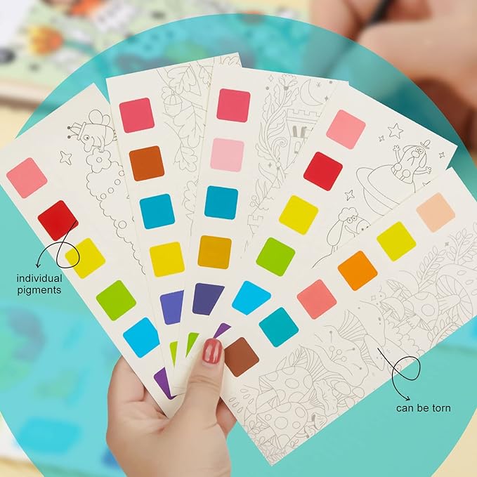 Pocket Watercolor Book Set, Watercolor Painting Book,Watercolor Bookmarks for Kids, Beginning, Students Painters Christmas Gifts (5 PCS)