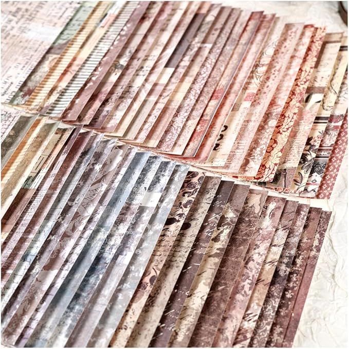 150 Sheets Vintage Scrapbook Paper, 3.7x5.5 Inch, 5 Assorted Set Antique Aged Decorative Background Paper for Junk Journals Supplies, Decoupage, Scrap Booking
