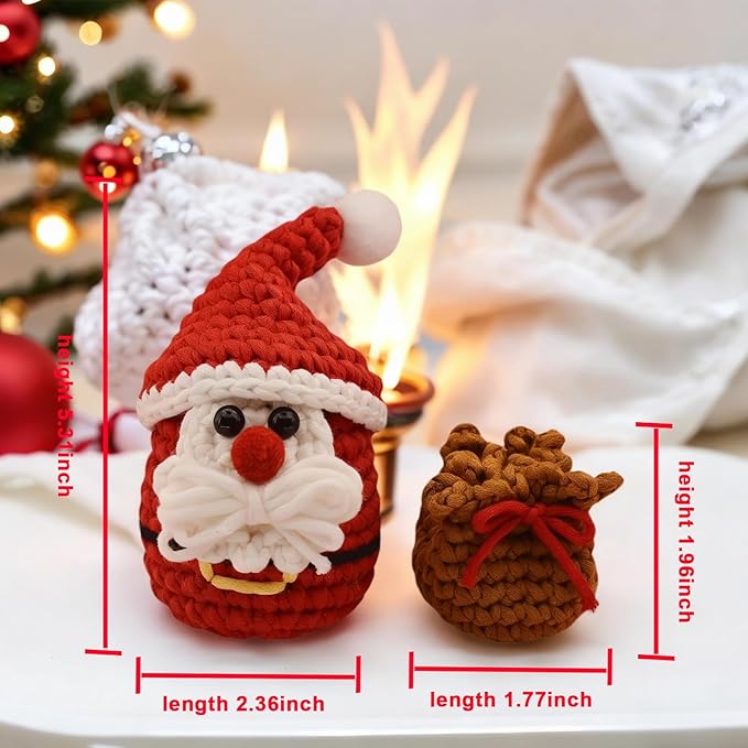 GougouStar Crochet Kit for Beginners - Beginner Crochet Kit with 50% Extra Yarn - Knitting Kit with Step-by-Step Video Tutorials and Crochet Accessories - Amigurumi Crochet Kits Santa Claus