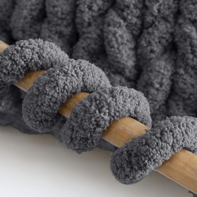 Jumbo Chunky Yarn for Hand Knitting - Super Thick Chenille Chunky Yarn for Crocheting - Extra Soft Bulky Fluffy Blanket Big Yarn 8 Jumbo Pack (27yds,8 oz Each Skein) Charcoal Grey