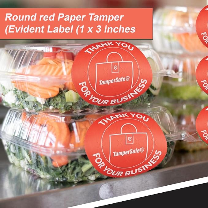 angel's peel lounge thank you tamper proof stickers roll — tamper evident stickers for bags, drink lids, food containers, writable adhesive seal tape, thank you labels - 3x3in 250-counts, red, round
