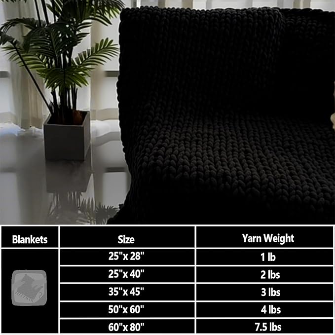 8 Pack Black Chunky Yarn for Hand Knittingd, Chunky Chenille Yarn for Crocheting, Super Bulky Chunky Knit Blanket Yarns (27.9 yds,7.97 oz Each Skein)