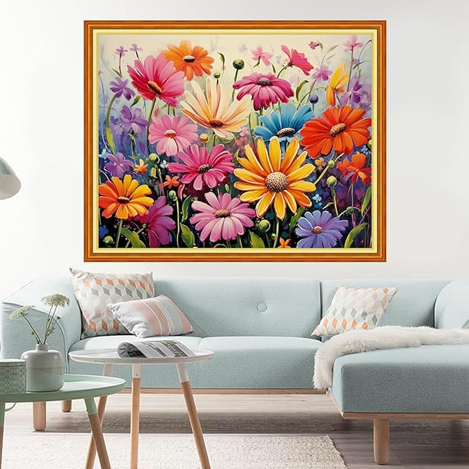 dimxvean stamped cross stitch kits,cross stitch kits for adults beginners,embroidery kits full range of cross stitch stamped kits needlepoint kits cross stitch patterns-colorful flowers 16x20 inch