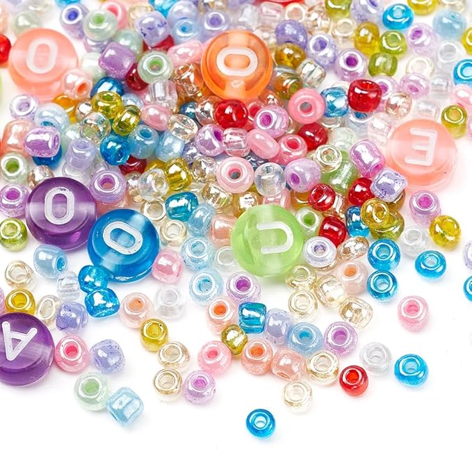 3250 Pcs 3mm Glass Seed Beads Bracelet Making Kit, Small Beads Friendship Jewelry Craft Kit with Letter Beads & Elastic Cord, DIY Art Craft Gift for Girls