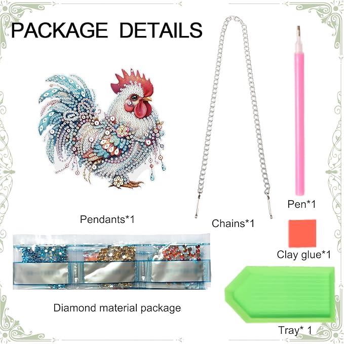 Tontut 5D DIY Diamond Art Painting Pendant kit, Colorful Rooster Special-Shaped Hanging Crystal Window Pendant kit, Adult Gift Home Curtains, Yard Entrance Decoration