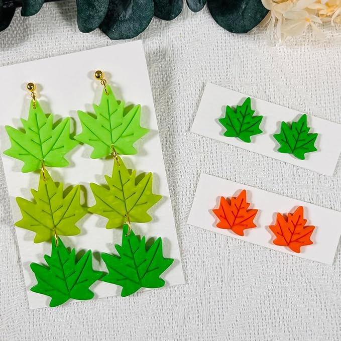 Xaekicr Polymer Clay Cutters Maple Leaf Set – 2PCS Fall Leaf Clay Earring Cutters for Polymer Clay Jewelry, Autumn Theme Clay Tools and Cutters for Earrings, Crafts and Seasonal DIY