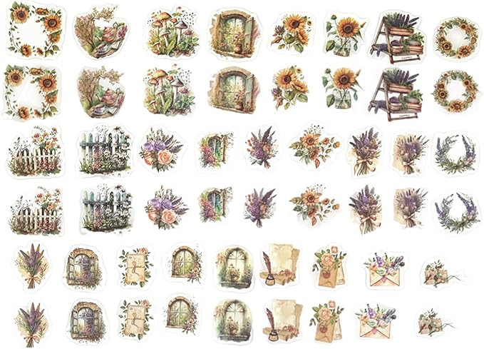 100PCS Vintage Journaling Scrapbooking Supplies Ephemera Pack for Junk Journal Planners Decoupage Paper Scrapbook Stickers Aesthetic Cottagecore Collage Craft Album (Plants)