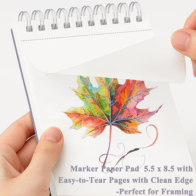 Fuxi Marker Paper Pad, 120lb/200gsm Art Paper of Markers, 2-Pack, 50 Sheets Per Pad (5.5" x 8.5").