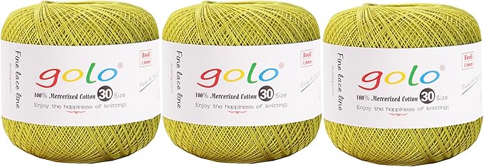 golo 3 Balls Crochet Thread Size 30 Embroidery Thread Yarn for Hand Kniting Yarn for Tatting 647