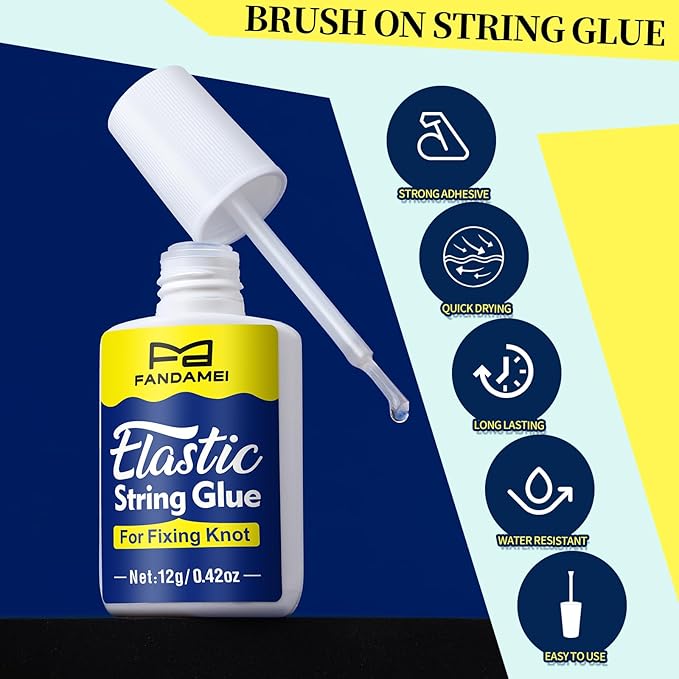 FANDAMEI Elastic String for Bracelets Making Kit, 1mm&0.8mm Clear Bracelet String, Stretchy String with 24g Jewelry Glue for Elastic String & 2 Beading Needles for DIY Necklaces, Bracelets & Jewelry