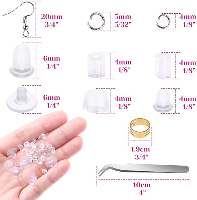 Anezus 1900 Pcs Earring Making Kit with Jewelry Hooks, Fish Hook Earrings, Backs, Jump Rings for Repair, Gifts