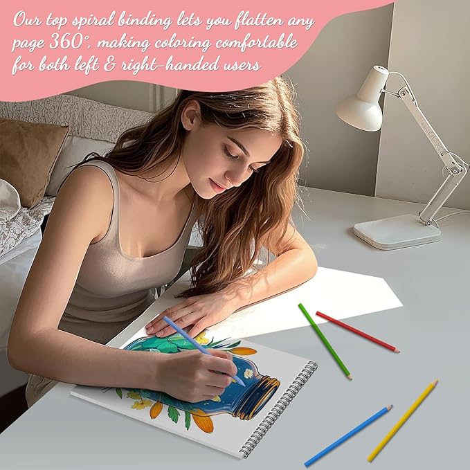 Coloring Book for Adults Relaxation, Spiral Bound Adult Coloring Book for Women Page One Sided Design Gifts Arts and Crafts for Women to Relax, Anxiety and Depression 30 Colorful Coloring Pages