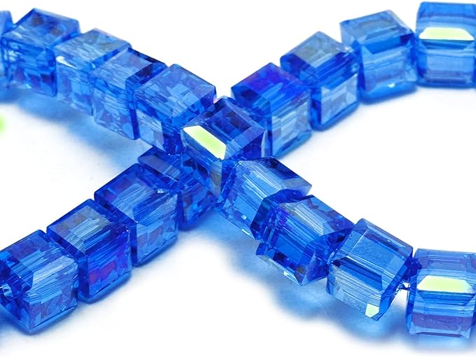 4mm Sparkle Cube Crystal Beads for Jewelry Making - Faceted Spacer Beads for Bracelets(94-100pcs, Light Blue AB)