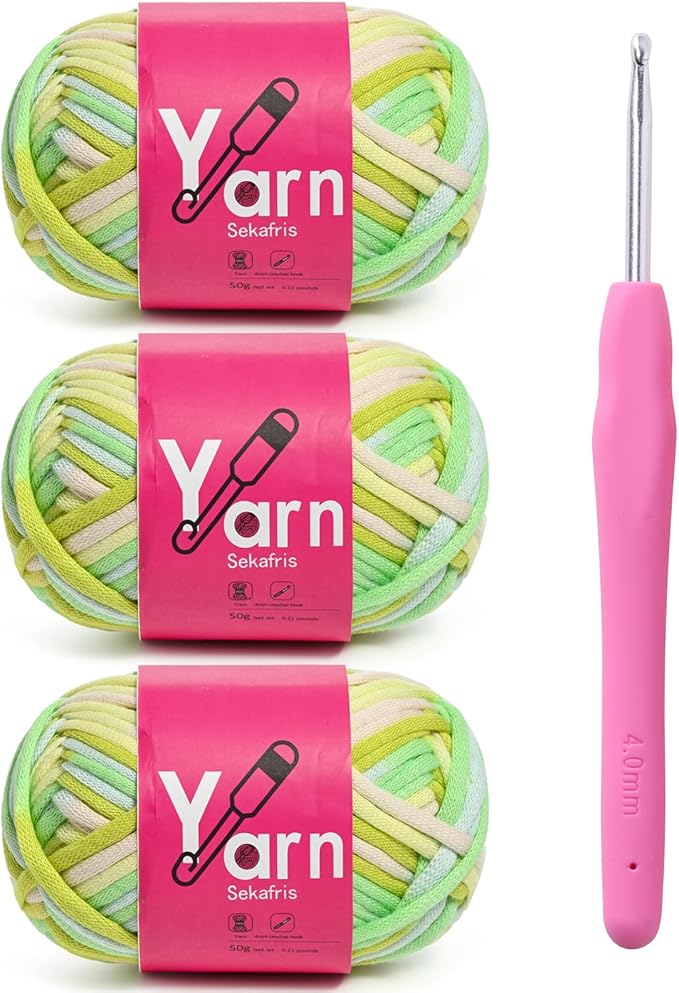 Crochet Yarn with Cotton Yarn for Crocheting - Crochet Knitting Yarns for Beginners with Easy-to-See Stitches - Yarn for Crocheting - Parfait Chunky Yarns -Cotton-Nylon Blend (A6)