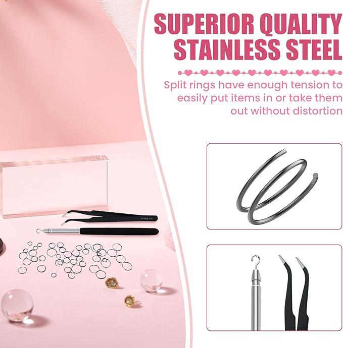 500 Pcs Double Open Jump Rings Kit, Zinc Alloy Mini Round Split Craft Jump Keychains Key Ring with Double Loops Connectors for Jewelry Making, Bracelets, Necklace, DIY (5, 6, 8, 10, 12mm)