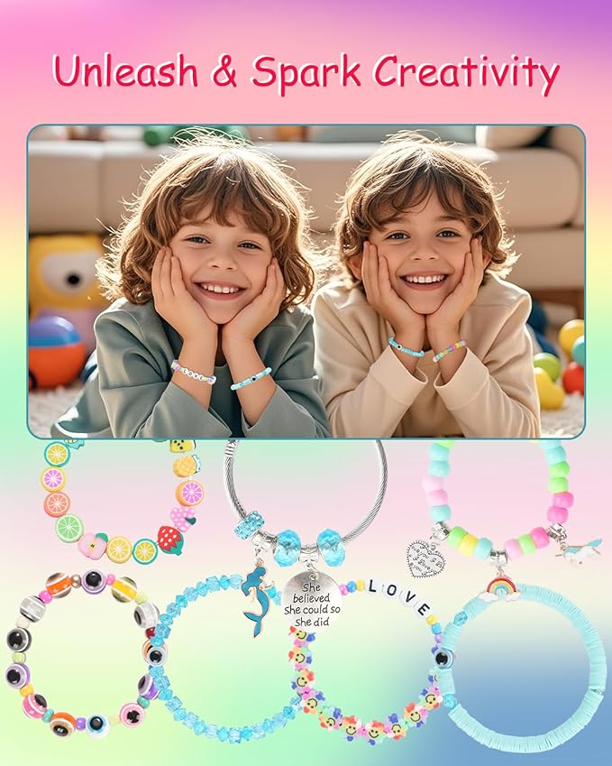 LovelyMoon Bracelet Making Kit 3400 Pcs Beads for Charm Friendship Jewelry Making Supplies Unicorn Mermaid Art Crafts Birthday Christmas Gifts for Girls Ages 6 7 8 9 10 11 12 Years Old