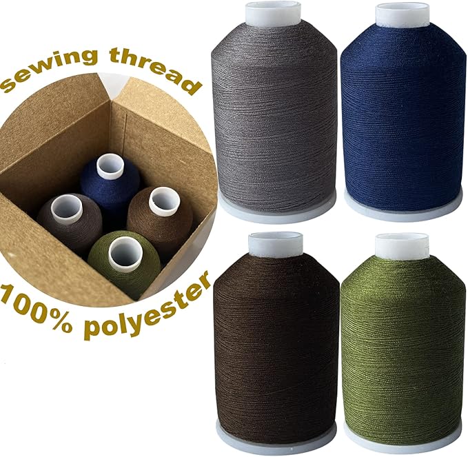 Sewing Thread Set, 4 Colors, 40s/2, 100% Polyester, 4000 Yards (Dark Common Series)